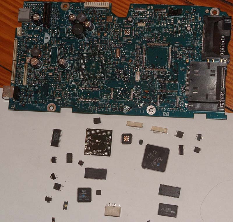 Board with removed chips