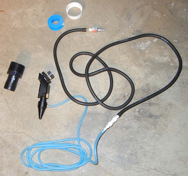 air tubing hooked together, with nozzle